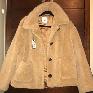 (NEW) Faux Fur Teddy Coat — ZARA